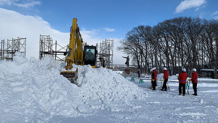 Mound of packed snow