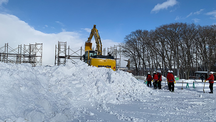 Mound of packed snow