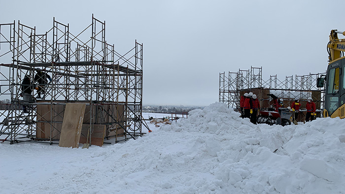 Mound of packed snow