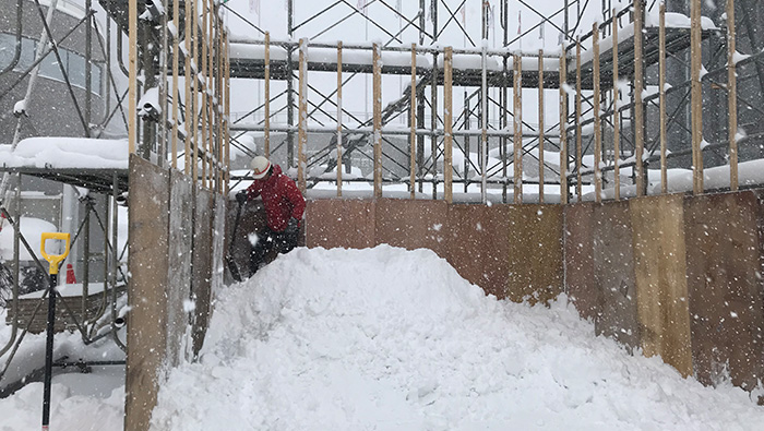 Mound of packed snow